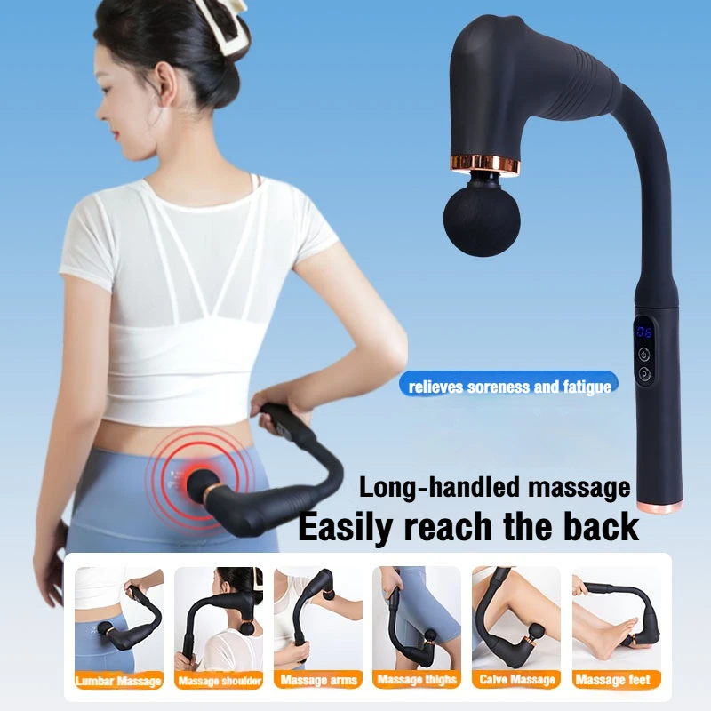 مدلك بمقبض طويل على شكل حرف U لعمال المكاتب، قرع مناديل عميقة لأكتاف الظهر والرقبة والساقين والقدمين، هادئ وطويل