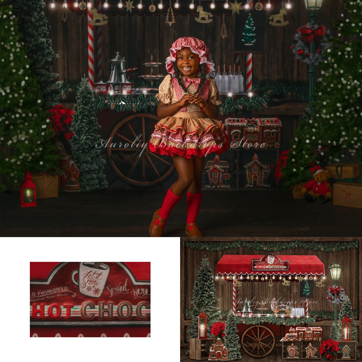 Fondos de cacao caliente de Navidad, accesorios de fotografía para niños y adultos, decoraciones para bebés, árbol de Navidad, casa de pan de jengibre, fondos fotográficos