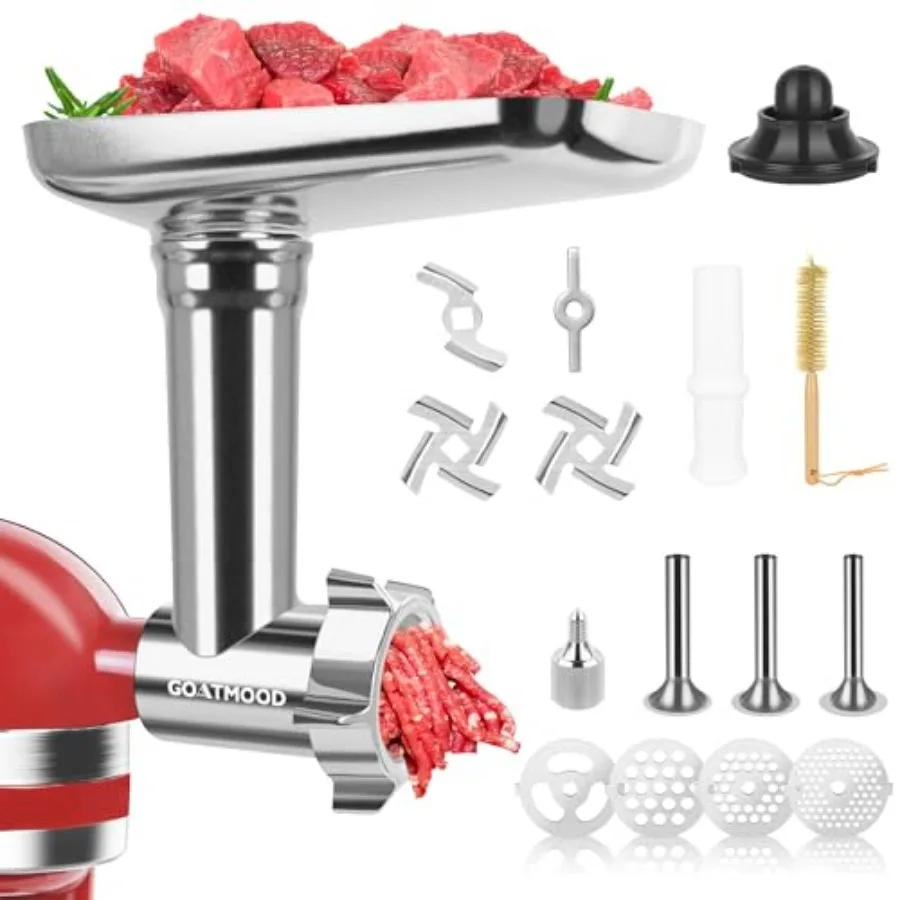 

Stainless Steel Food Grinder Attachment Fit for KitchenAid Stand Mixers Food Grinder Compatible with Meat Grinder Attachment Di