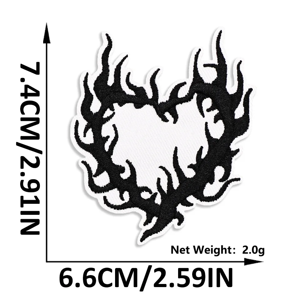 Punk Style Black and White Patterns Embroidery Patches for Clothing Heart Mouth Eye Hand Iron Ons Personalized Skull Appliques