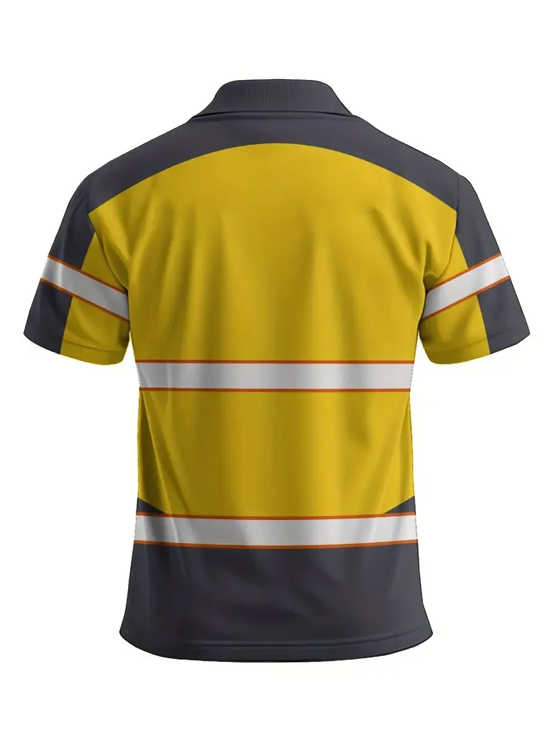 Men's sports work polo shirt - dual tone contrasting design, suitable for office, construction, and activities