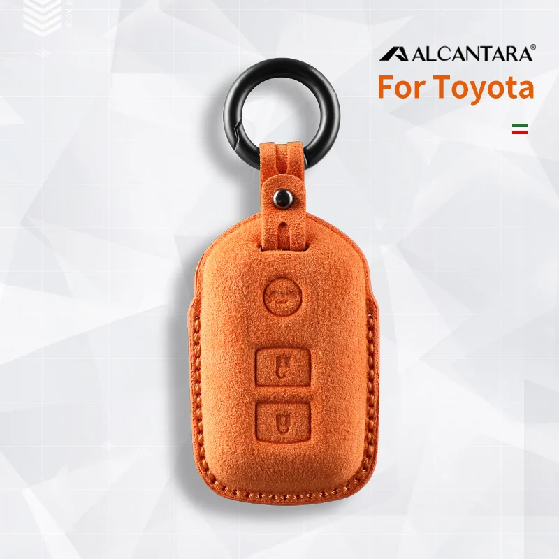 Alcantara  Car Key Case Cover Holder Key Shell Buckle For Toyota Camry Yaris Prado RAV Vios Highlander 3 Buttons Keychain