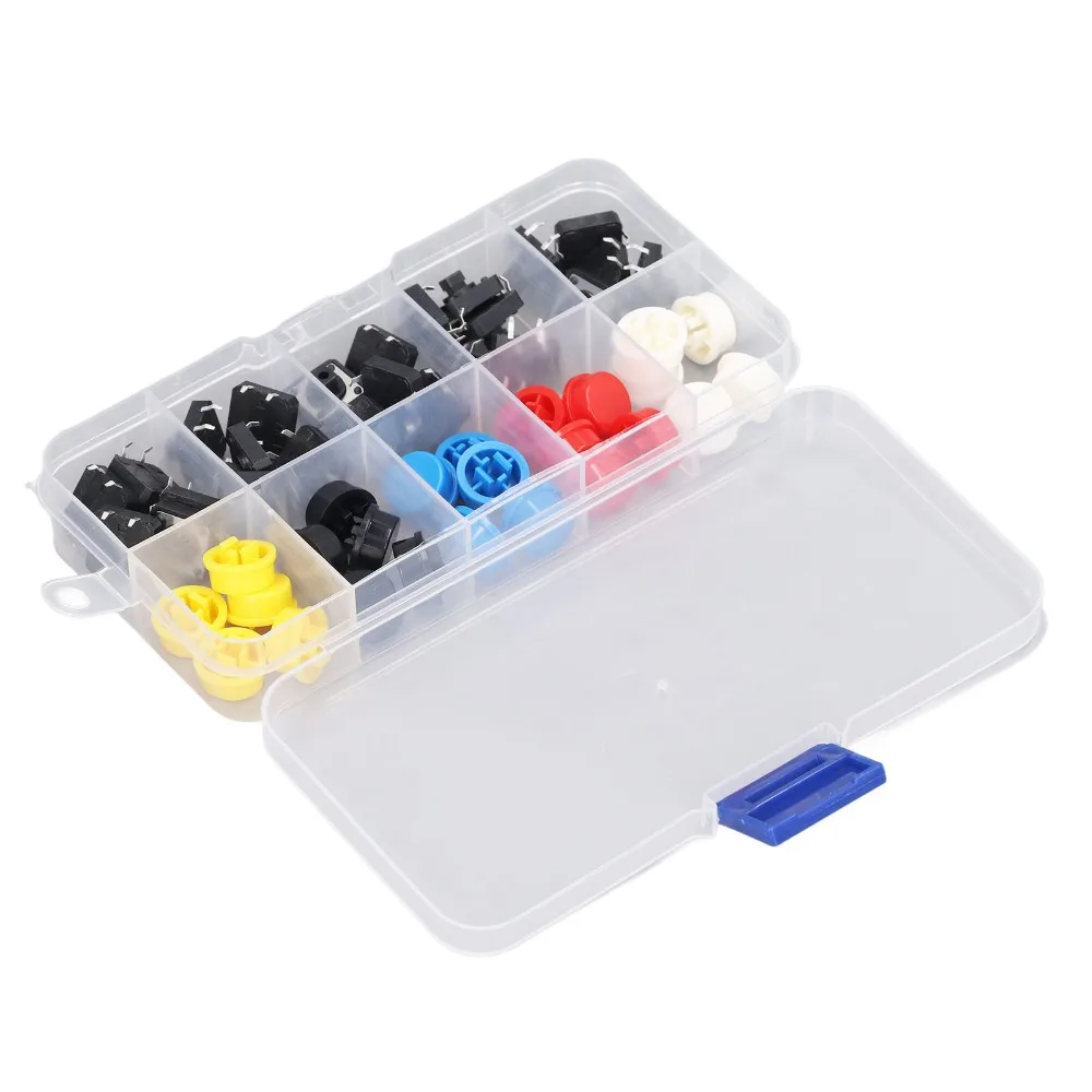 

25 шт. тактовый кнопочный переключатель круглой формы 12x12x7,3 мм 4-контактный микропереключатель SMD PCB мгновенного действия 5 цветов тактильный комплект кнопок