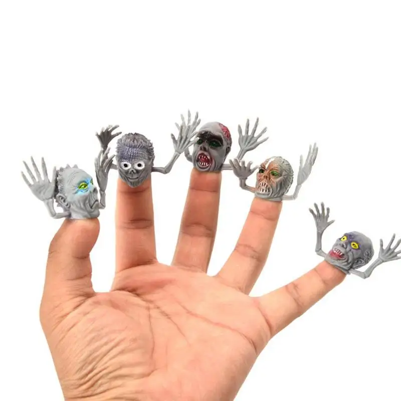 6pcs Little Monsters Finger Puppets Toy Mini Ghost Head Zombie Telling Story Puppets Hand PVC Toys Party Halloween Gifts For Kid