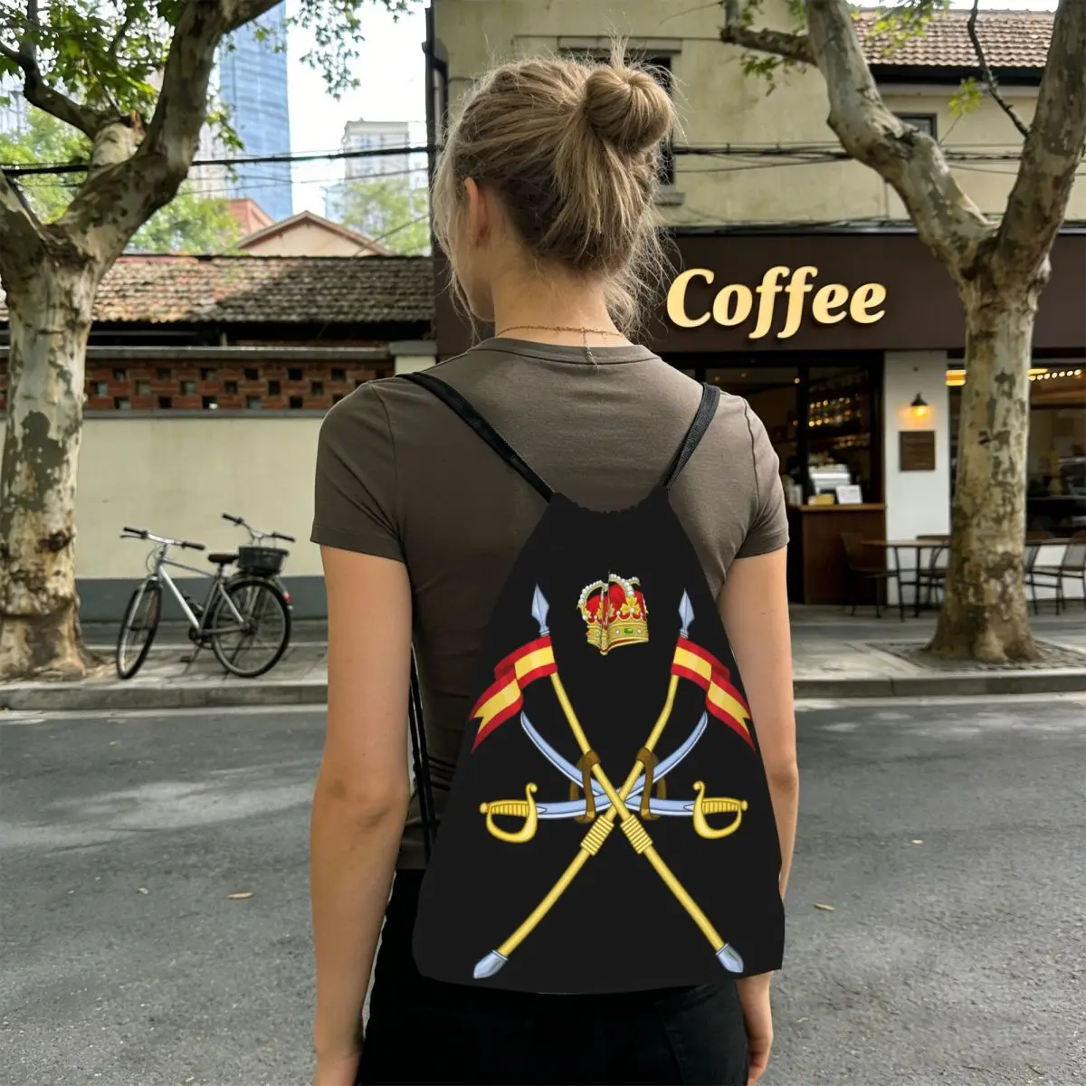 Emblem Of The Spanish Civil Guard Backpacks Casual Drawstring Bundle Pocket Sports Bag Book Bags for Man Woman School