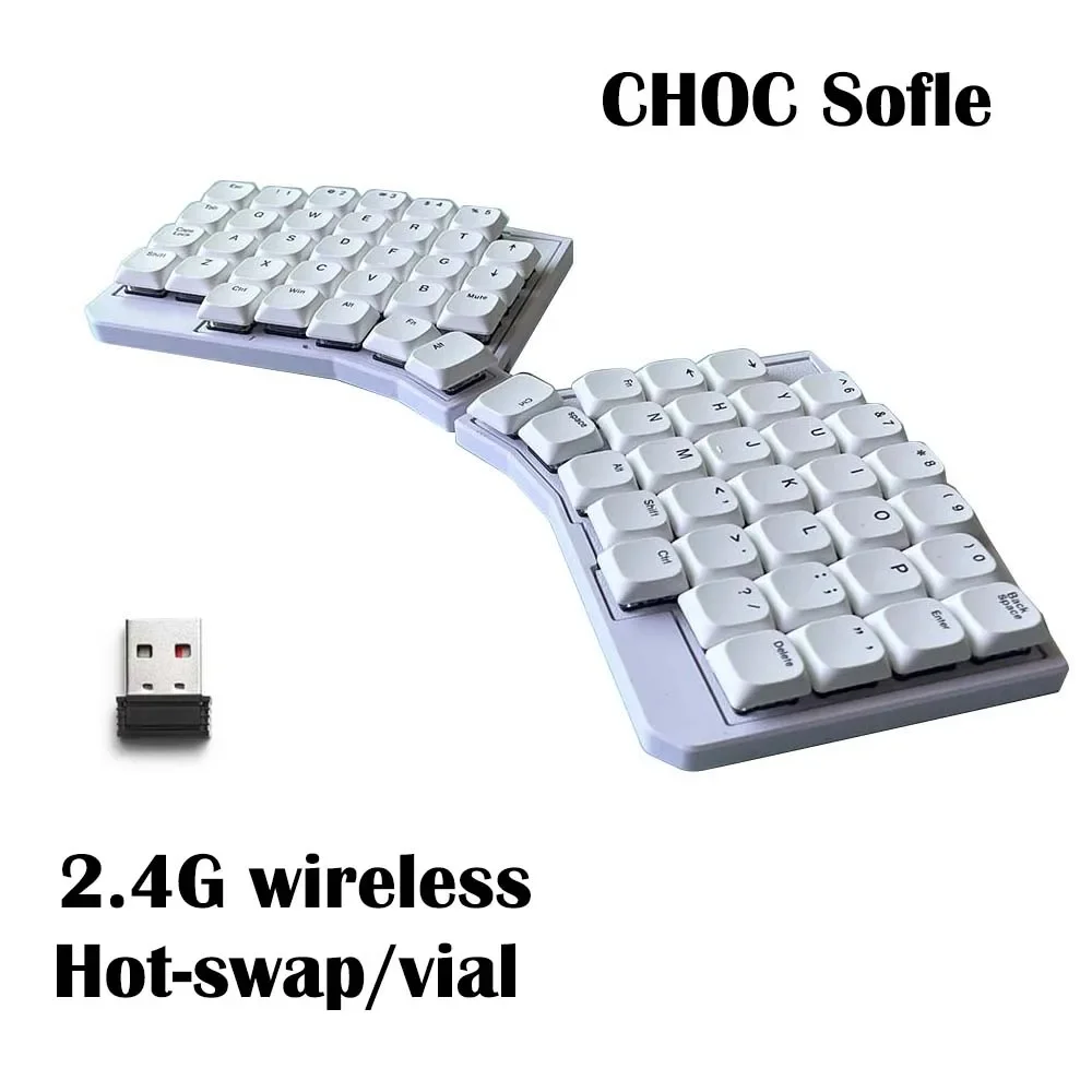 NEW Choc Sofle v2 로우 프로파일 분할 인체공학 게이밍 기계식 키보드 핫스왑 2.4G 무선 연결 VIAL 프로그래머블