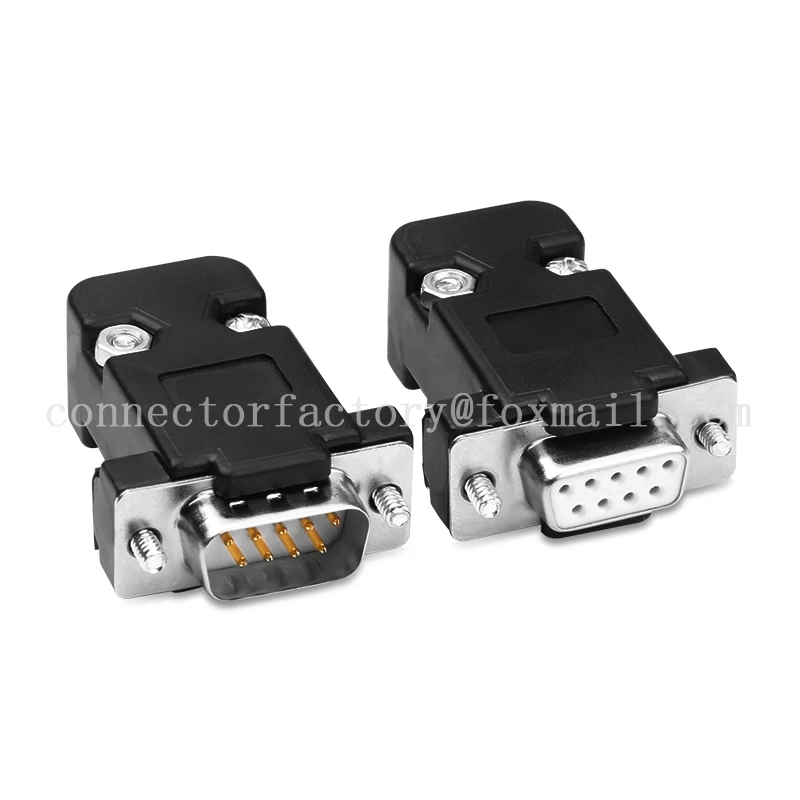 1Pcs 5Pcs 10Pcs Serial Welding Type DB9 Female Head Male RS232/485 Black Shell Black Plastic Shell 2-row 9-pin 9-hole Plug