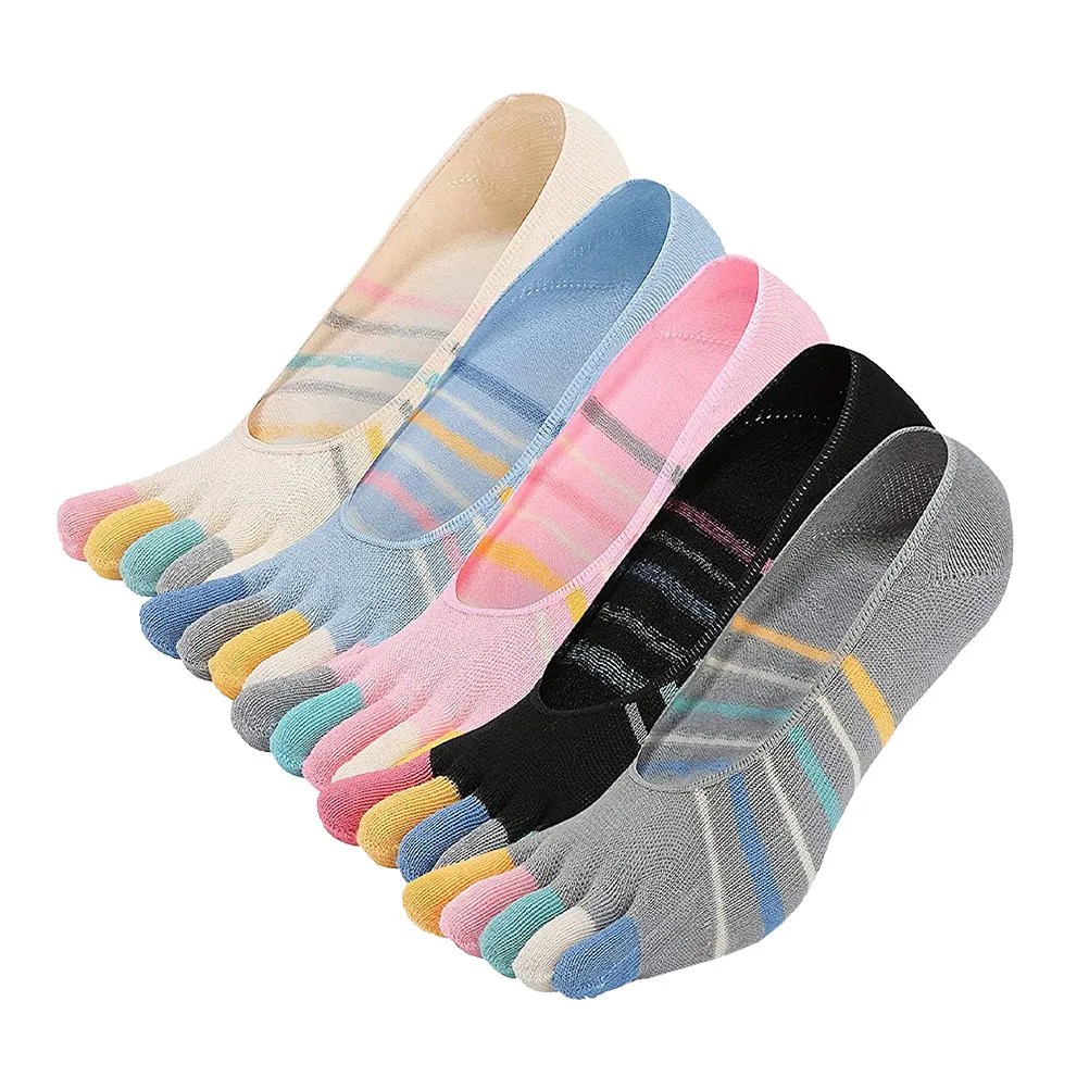 5 pairs 2 pairs Toe Socks Cotton Breathable Non- Yoga Pilates Halloween Christmas New Year Five Finger Yoga Socks Invisible