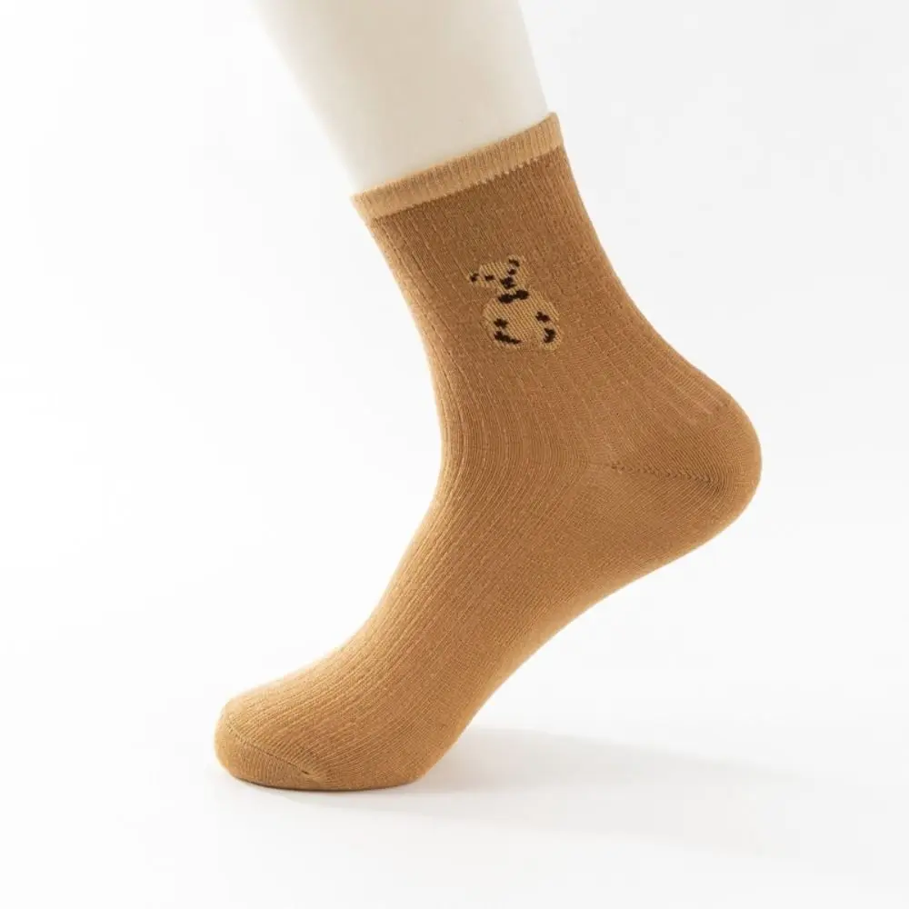 

10 пар впитывающих пот носков-трубочек с героями мультфильмов, женские дышащие полосатые носки с милым медведем, чулочно-носочные изделия, носки до середины икры в стиле Харадзюку для девочек