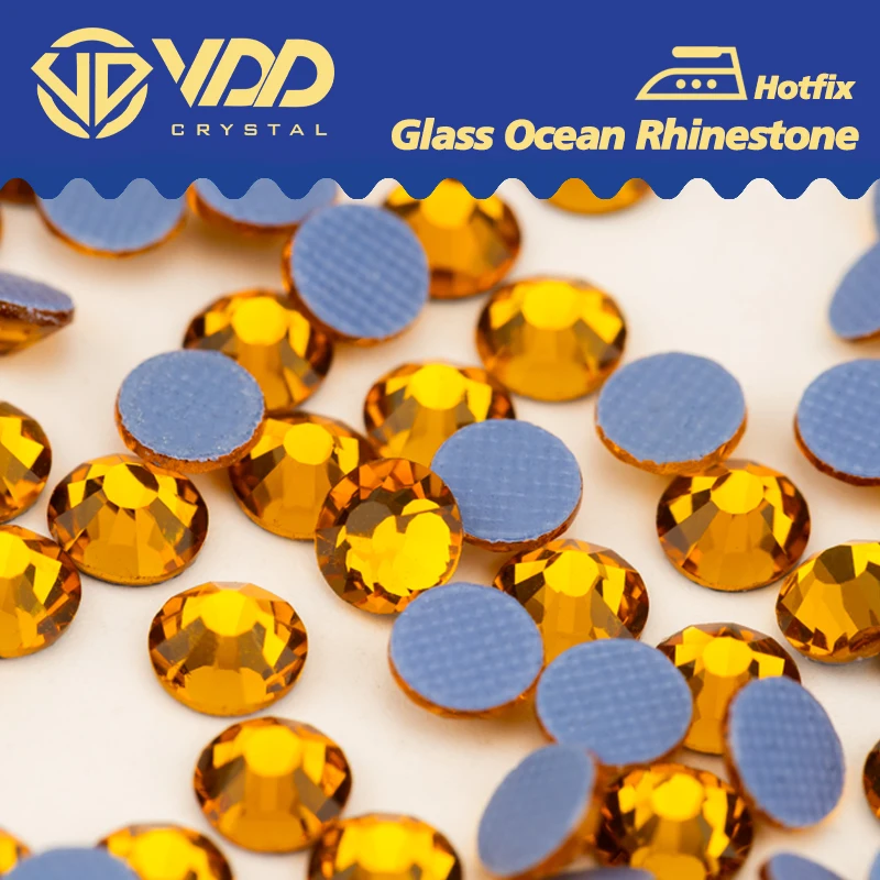 VDD 006 Topacio SS6-SS30 cristal Strass Hot-Fix Strass brillo hierro en piedras planas para decoración de prendas