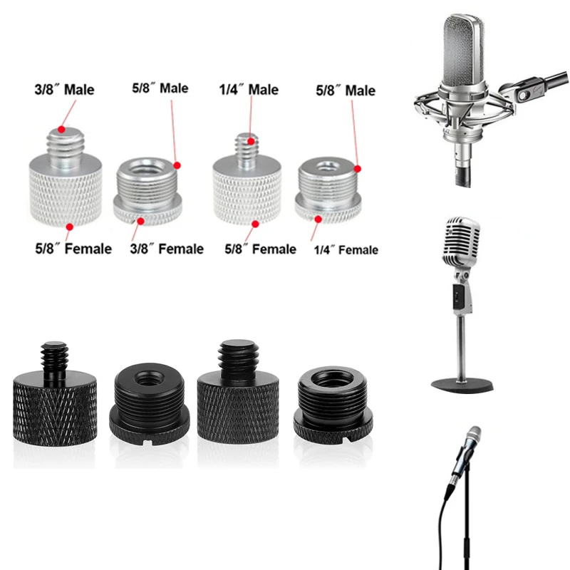 Adaptador para Trípode de Micrófono y Cámara, 1/4 Macho a 5/8 Hembra, 3/8 Macho a 5/8 Hembra, 8 Piezas, Accesorios para Soporte de Micrófono