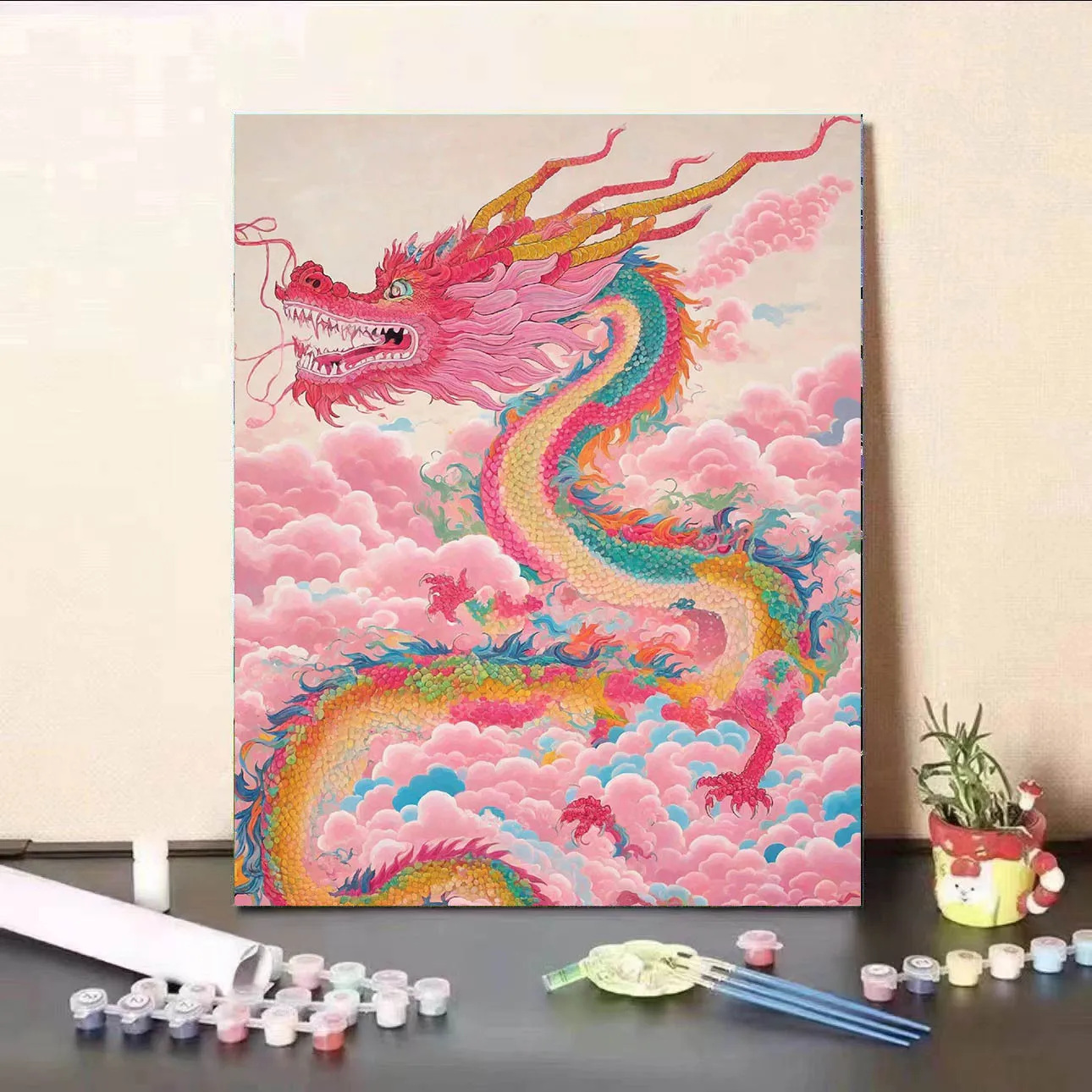 DIY Paint By Numbers  Divine Dragon  in The Sky Digital Oil Painting for Adult and Kids with Frame  Home Decor