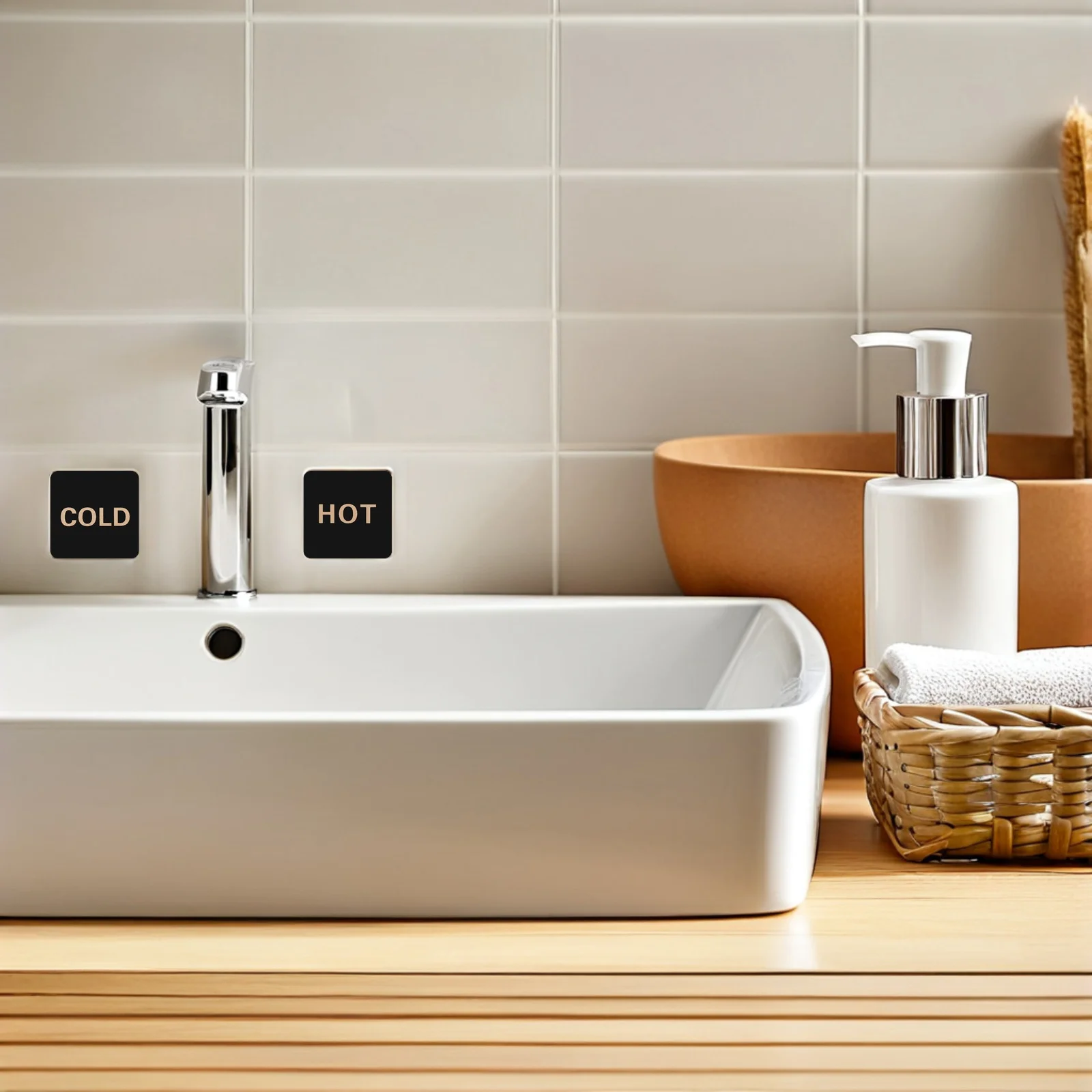 10 أزواج من علامات الباردة الساخنة للحمام من الأكريليك ملصقات درجة الحرارة المقاومة للماء سهلة التركيب علامات حوض الصنبور للمكتب المنزلي #6