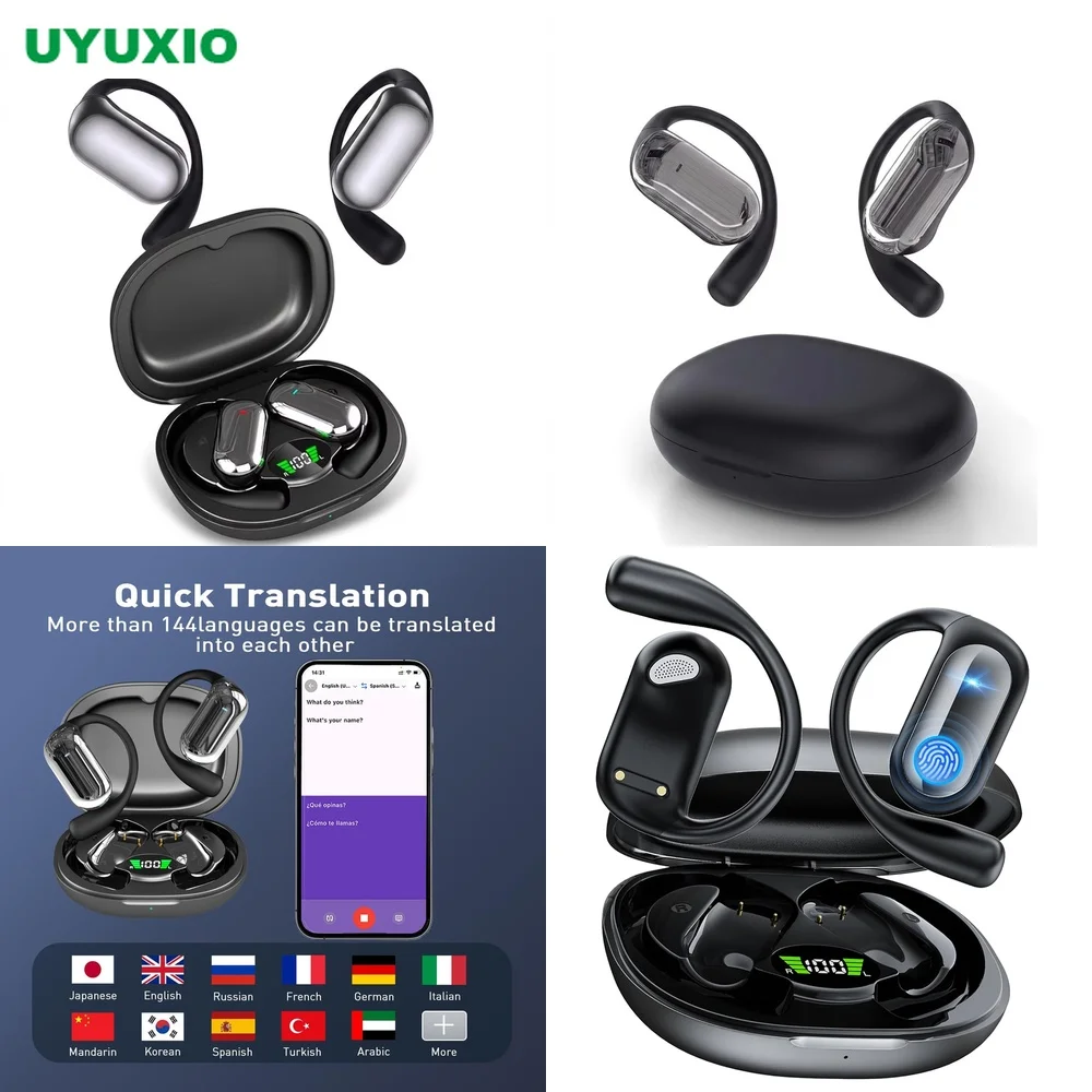 Language Translator Device OWS 144 Languages OWS Earphone BT 5.4 No Subscription Real-Time Translation Open-Ear 4 Modes Auto
