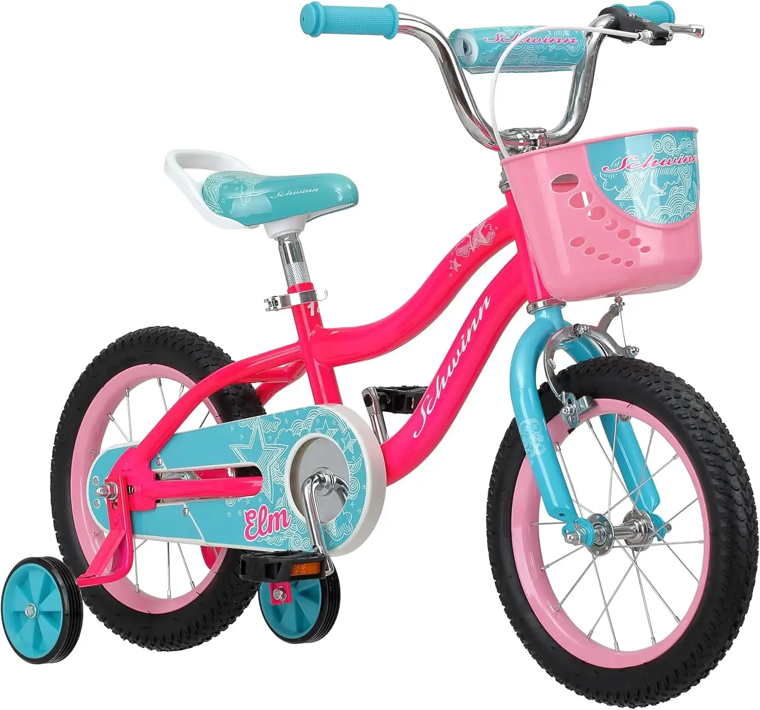 Koen & Elm BMX Style Toddler and Kids Bike, For Girls and Boys, 12-18-Inch Wheels, Training Wheels Included, Basket or N