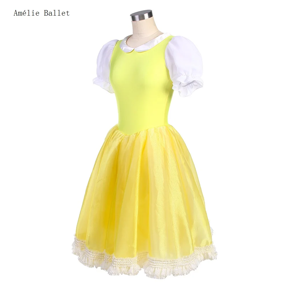 23147 صدرية من الألياف اللدنة الصفراء مع طبقات من التول الناعم توتو تنورة للفتيات والنساء فساتين رقص لأداء المسرح #4