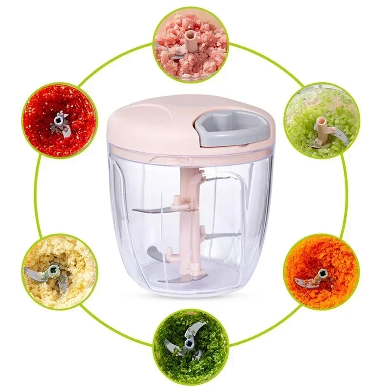 500/900ML Garlic Chopper Manual Rotate Vegetable Cutter Chopper Slicer Fruit Garlic Crusher Kitchen Gadget Blenders Meat Grinder