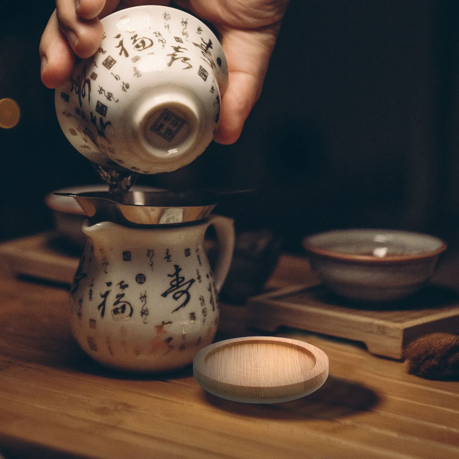 

6 Pcs Drink Coasters Bamboo Bulk Saucer Plate for Coffee Table Absorbent Drinks