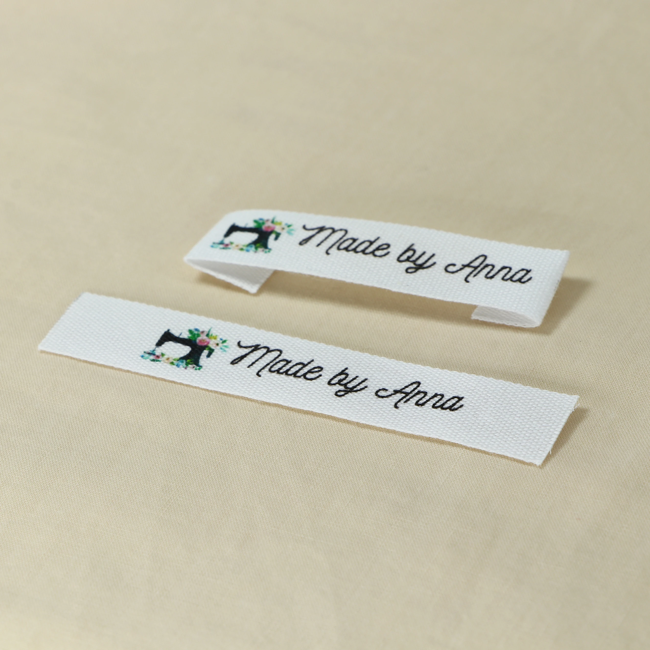 Custom Clothing Labels - Personalized Brand , Organic Cotton Ribbon Labels , Logo or Text,  Sewing Labels (FR264)