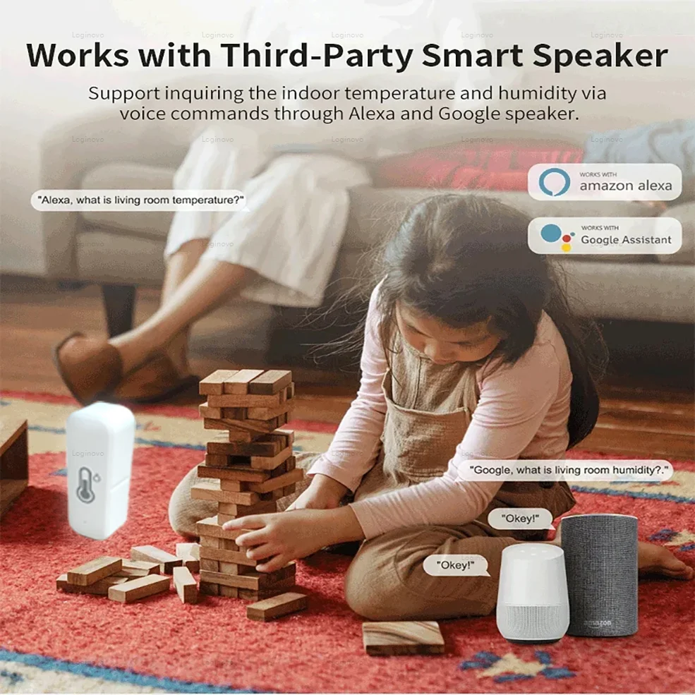 Zigbee sensor de temperatura e umidade app monitor remoto detector automação residencial inteligente para alexa google assistente casa 2mqtt