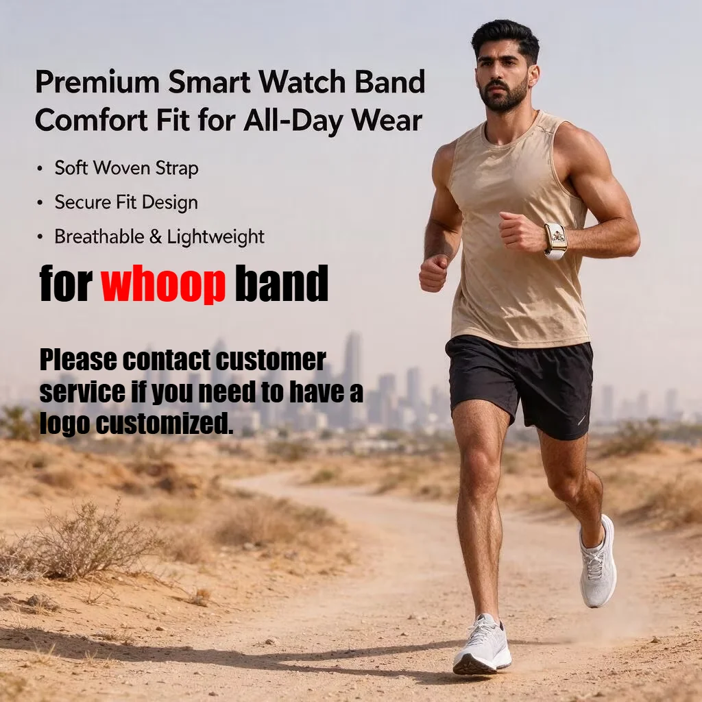 Compatible with WHOOP 5.0 MG Arabian Desert Motorcycle Rider Print Nylon Woven Elastic Replacement Wristband Metal U Frame
