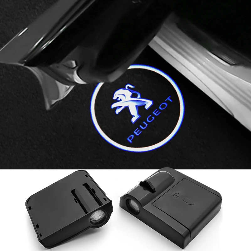 

2PCS Car Door Badge Laser Projector HD Welcome Light Decor Auto Decorative Lamp For PEUGEOT CRZ 508 2010 2011 407 Accessories