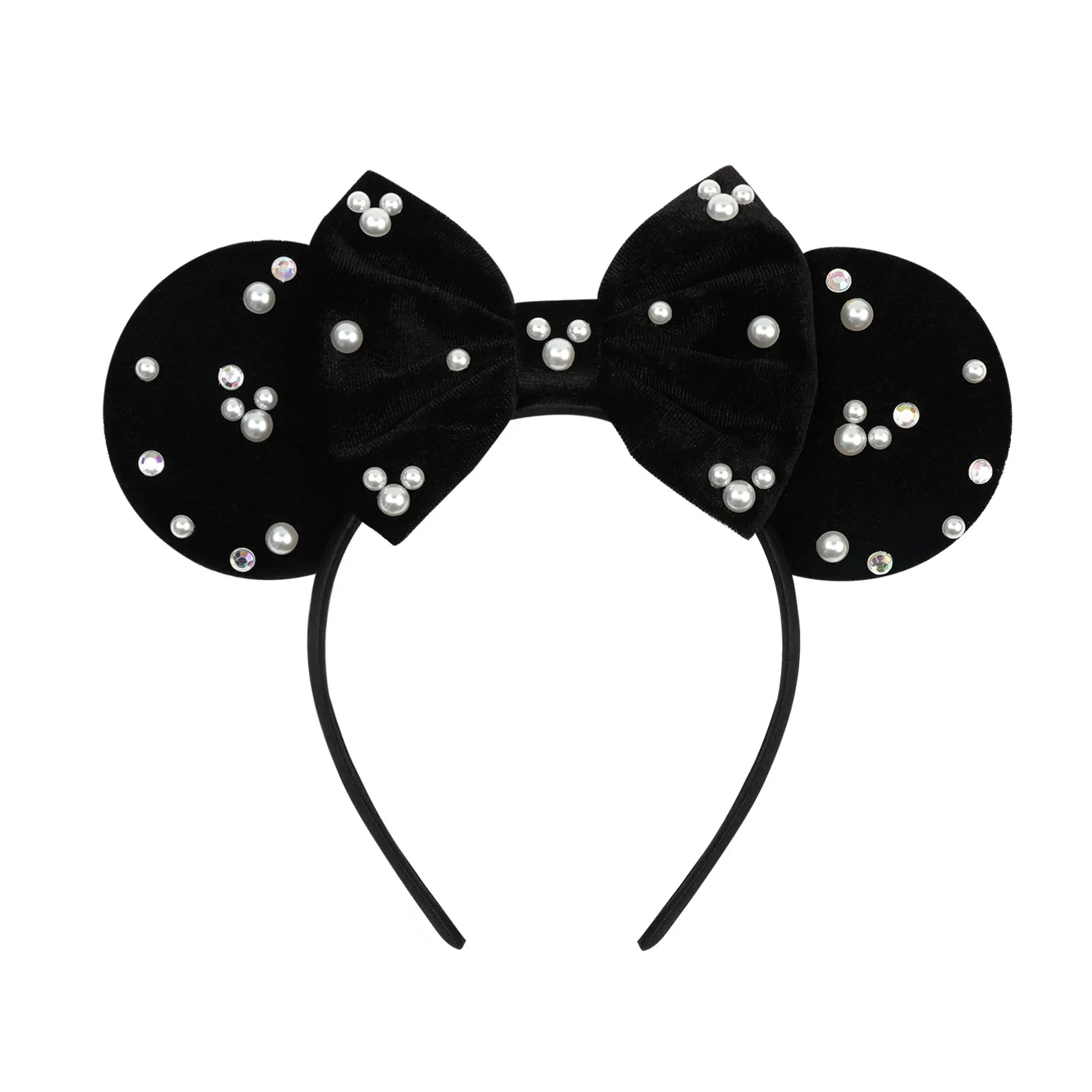 Neues Vollperlen-Mausohren-Stirnband 5" Schleife Perlen-Haarband Haaraccessoires Glitzer Party Prinzessin Dekoration Cosplay Kostüm Damen – Detail 9