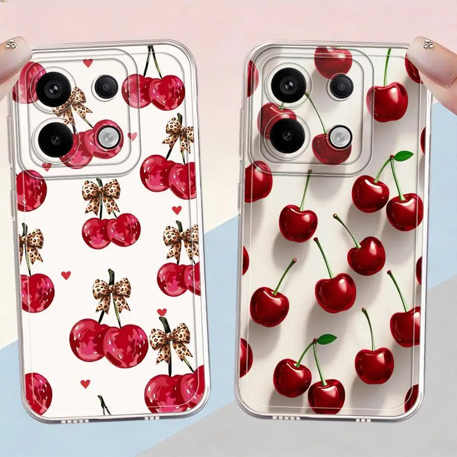 Мягкий чехол для телефона с мультяшной вишней для Xiaomi Redmi Note 14 Pro Plus 11 12 12S Note 13 13C A4 9 10 11S 14C 10S