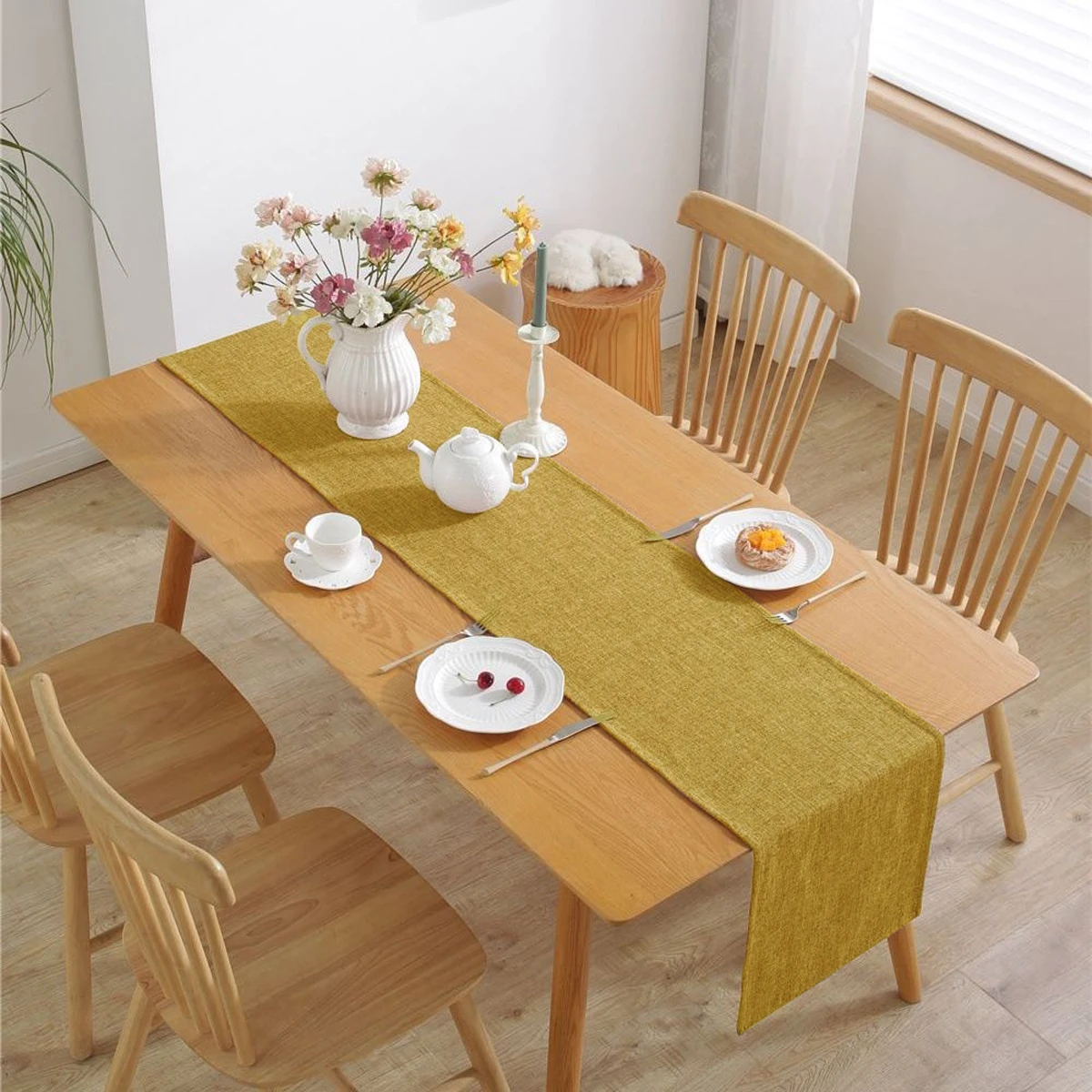 علم طاولة مقاوم للتجاعيد من البوليستر بلون سادة لعيد الميلاد يستخدم لتزيين طاولة المطبخ في مطعم الحفلات #5