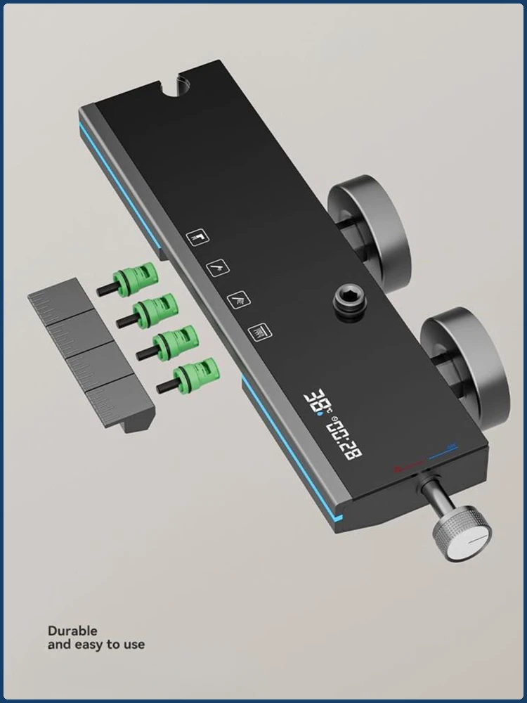 Piano Key 4 Function Water Outlet Rainlfall Shower System Bathroom Wall Mounted Intelligent Digital Display Shower Faucet Set