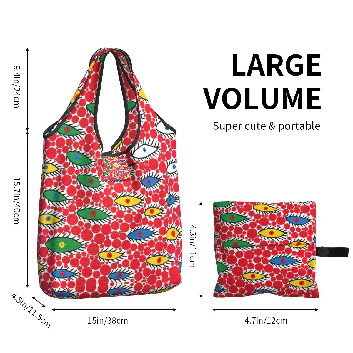 Sac à provisions Yayoi Kusama personnalisé pour femmes, sacs fourre-tout portables, grande capacité, shopping d'épicerie, yeux dans le ciel