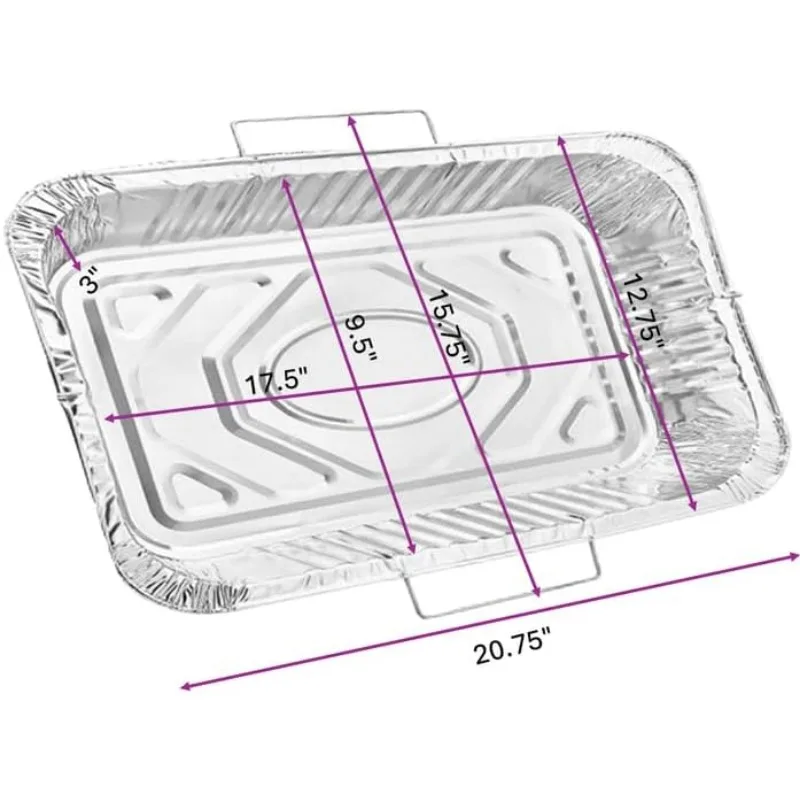 Full Size Aluminum Pans 20.75X12.75X3 with Lids & Handle Rack – BPA-Free, Non-Stick, Perfect for Roasting & Baking:50CT