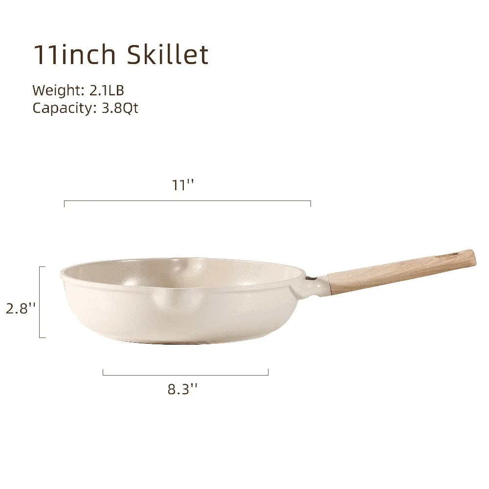 Frigideira de cerâmica antiaderente premium, frigideira por indução, sem toxinas, fácil limpeza, panelas pesadas, adequada para todos os fogões