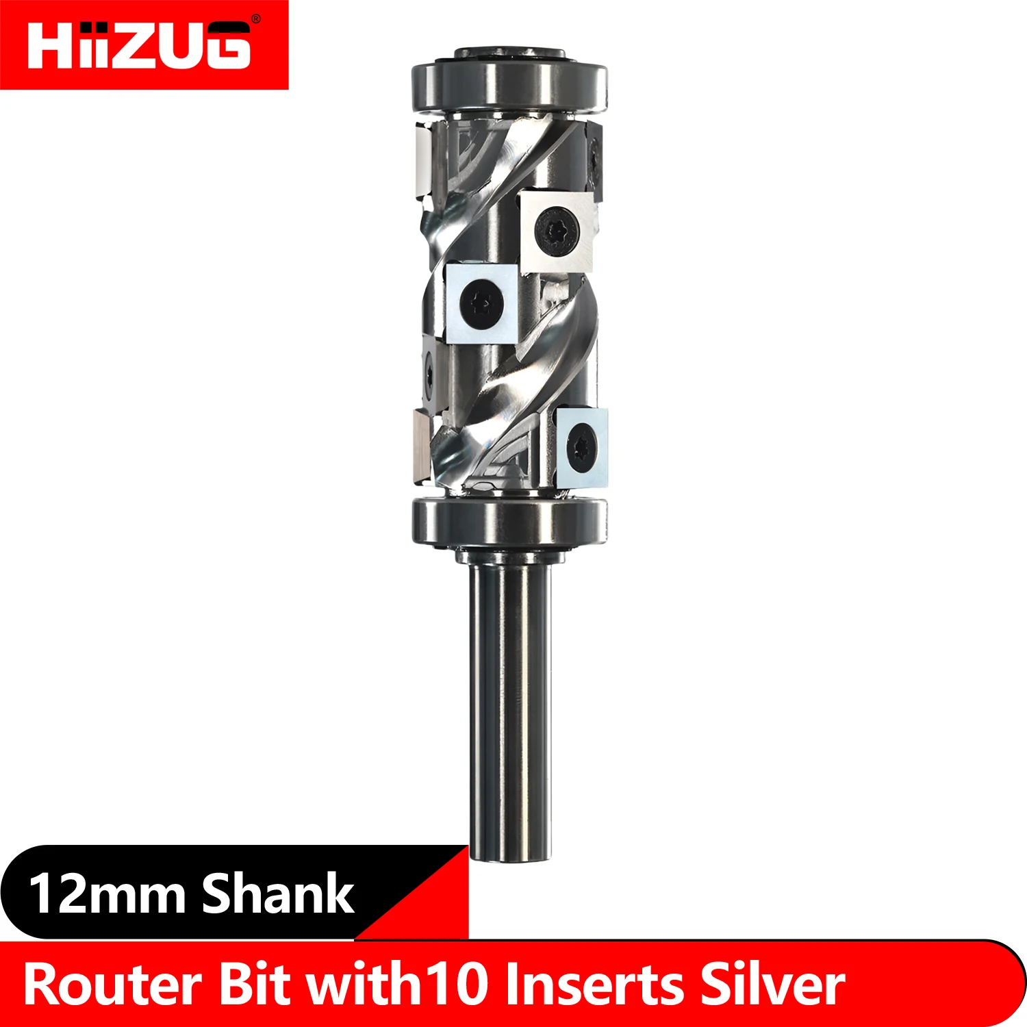 12mm Shank Spiral Flush Trim Router Bit Top and Bottom Double Bearings Pattern Template Router Bit 55mm Cut Length 12mm Inserts