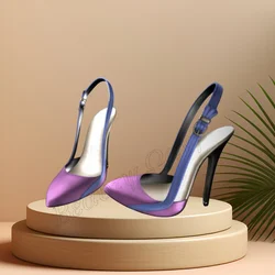 Purple Cut Heel Pumps Back Strap Sandals Ankle Buckle Shoes Thin High Heel Shoes for Women High Heel 2023 New Zapatillas Mujer