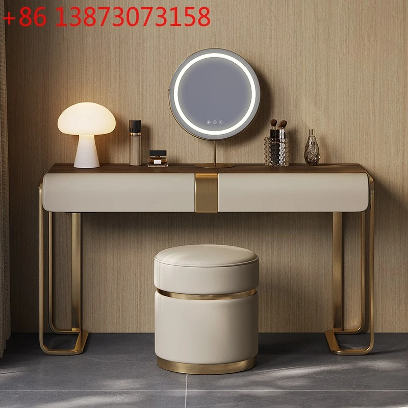 

Simple dressing table, small apartment, high-end modern fashion, walnut grain light luxury, Italian minimalist dressing table