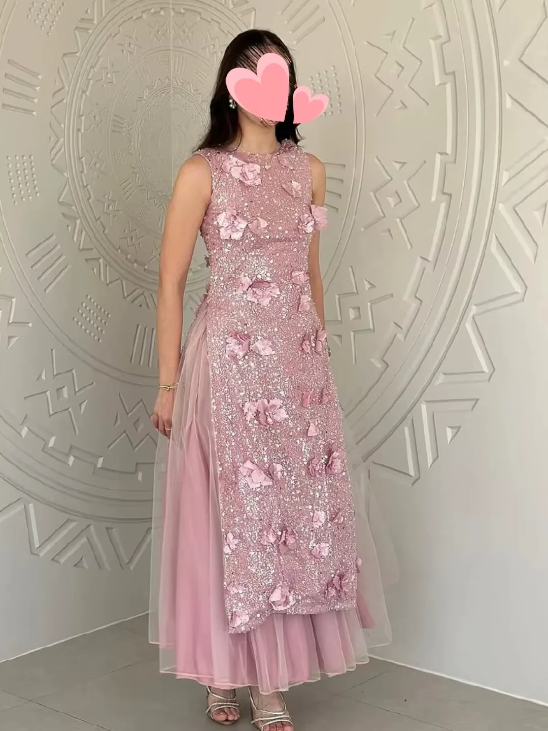 Abito da ballo Oisslec elegante vintage dolce rosa fiori lucidi applique personalizzato occasione formale abito da ballo abiti da festa da sera