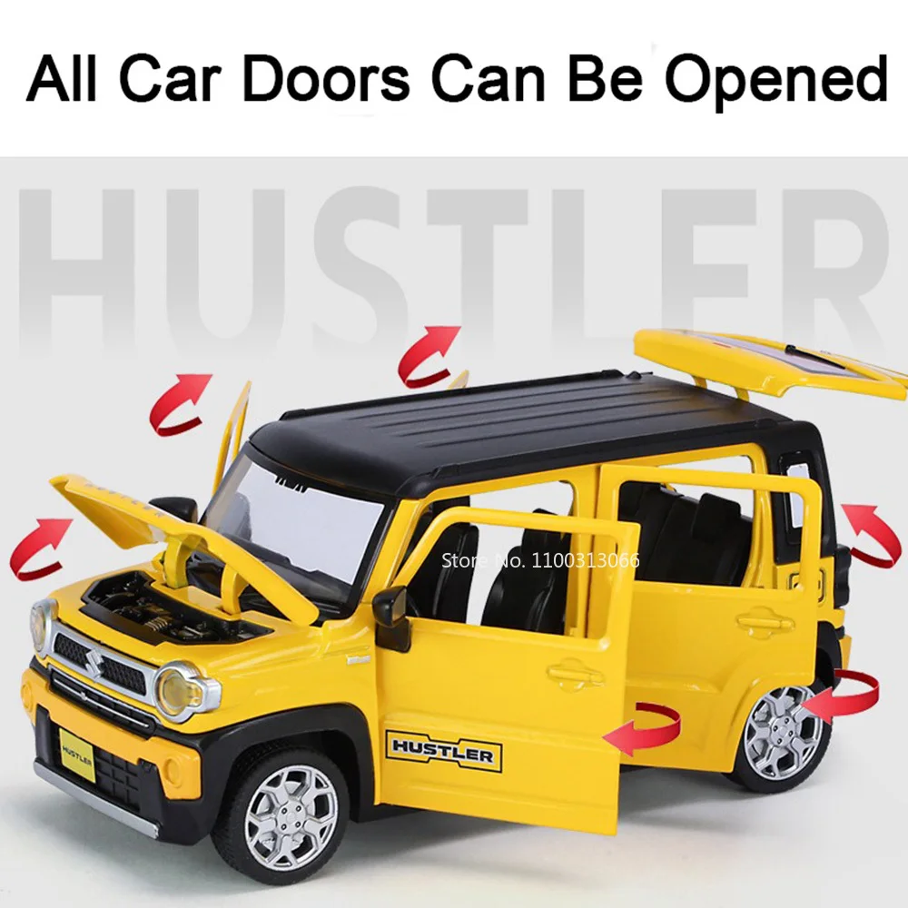 Samochody metalowe w skali 1/22 Hustler, odlewane ciśnieniowo, zabawki z napędem pull-back, gumowe opony, auta dla chłopców, prezenty na festiwale.