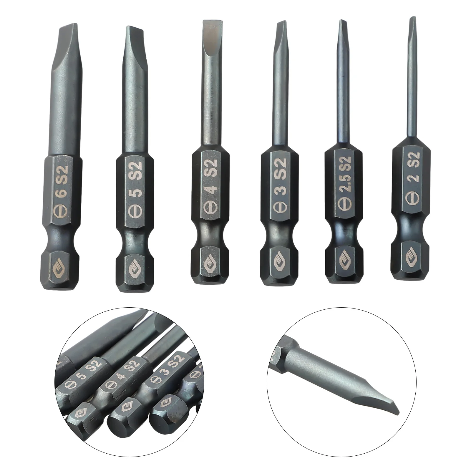 50mm Flat Head Magnetic Slotted Screwdriver Bit SL2.0 SL2.5 SL3.0 SL4.0 SL5.0 SL6.0 For Electric Screwdrivers Electric Drills