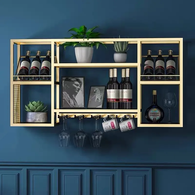 

Nordic Industrial Wine Rack Storage Restaurant Household Modern Hanging Bar Cabinet Creative Customized Gabinete Bar Furniture