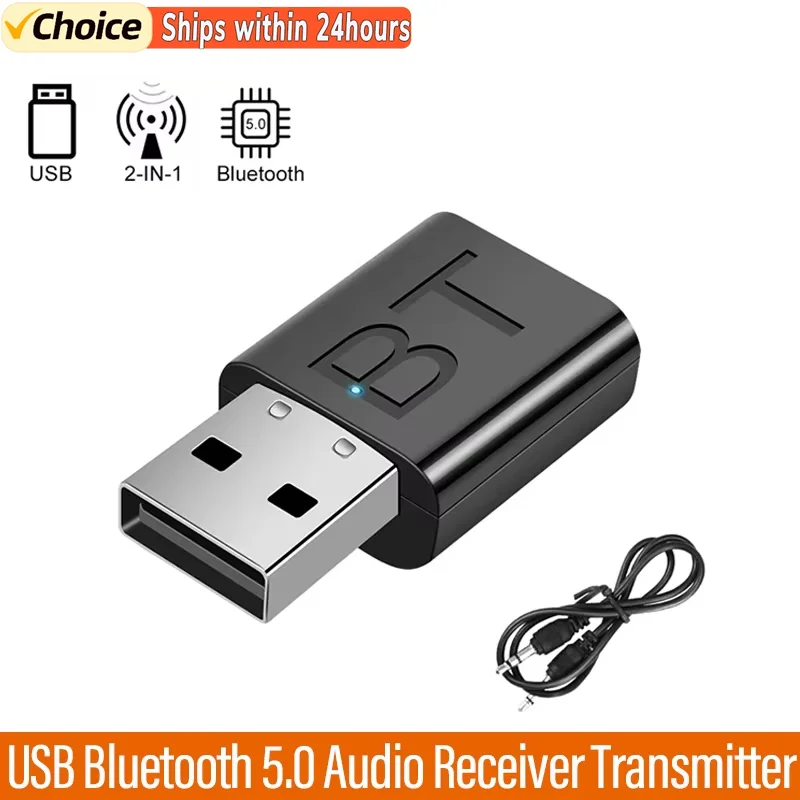 2 In 1 Usb Bluetooth Ontvanger Zender Auto Bluetooth 5.0 Audio Adapter Tv Computer Draadloze Bluetooth Converter Plug And Play
