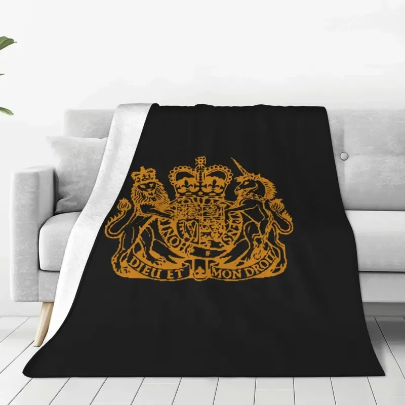 Elizabeth II Royal Coat Of Arms Emblem Blankets Fleece Winter Multifunction Lightweight Throw Blankets for Bed Couch Bedspread