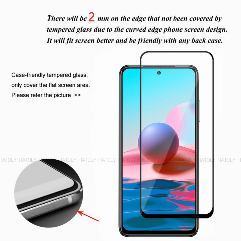 2/4PCS Tempered Glass For Xiaomi Redmi Note 10 Screen Protector Xiaomi Redmi Note 10 Full Glue Phone Film Xiaomi Redmi Note 10