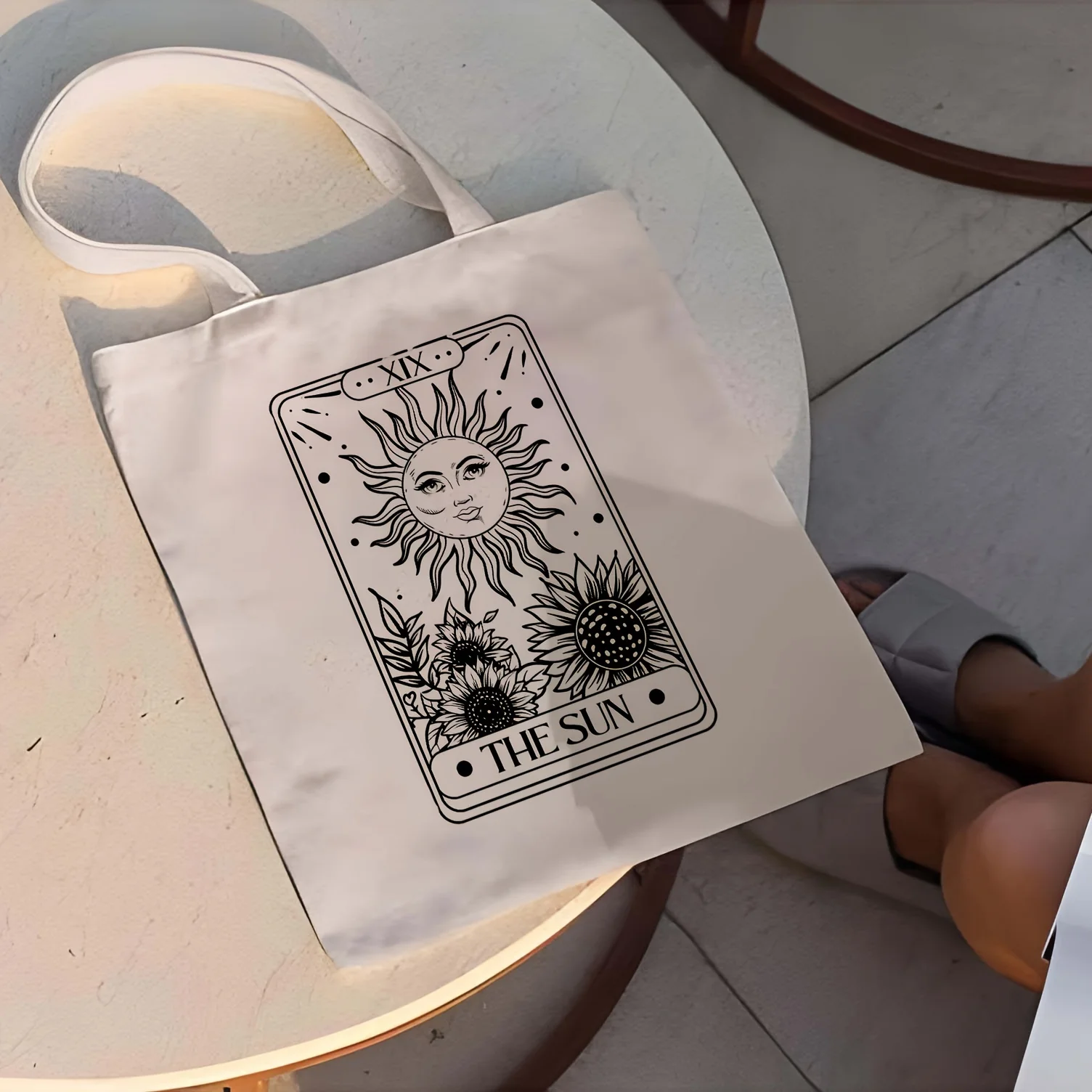 Trendy Tarot Card Print Tote Bag, Casual Large Capacity Shoulder Bag, Perfect Underarm Bag For Shopping And Commuting