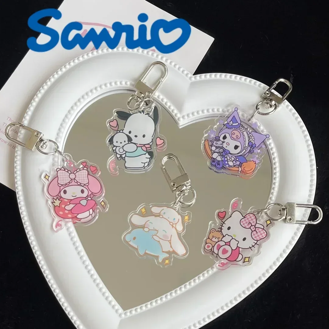 Sanrio HelloKitty  Keychain  Action Anime Figures Kuromi Acrylic Cartoon Couple Small Pendant Keychain Schoolbag Pendant