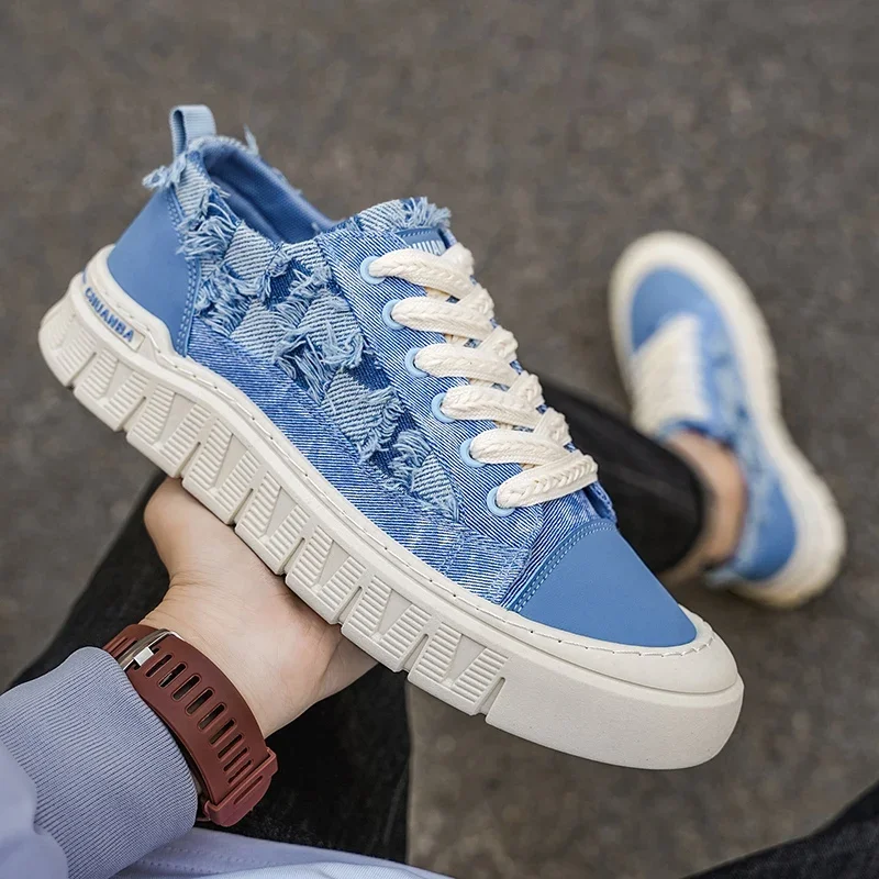 

Quality Retro Vulcanize Shoes Men Breathable Leisure Platform Shoes for Men Lightweight Flat Casual Canvas Shoes Sneakers Men