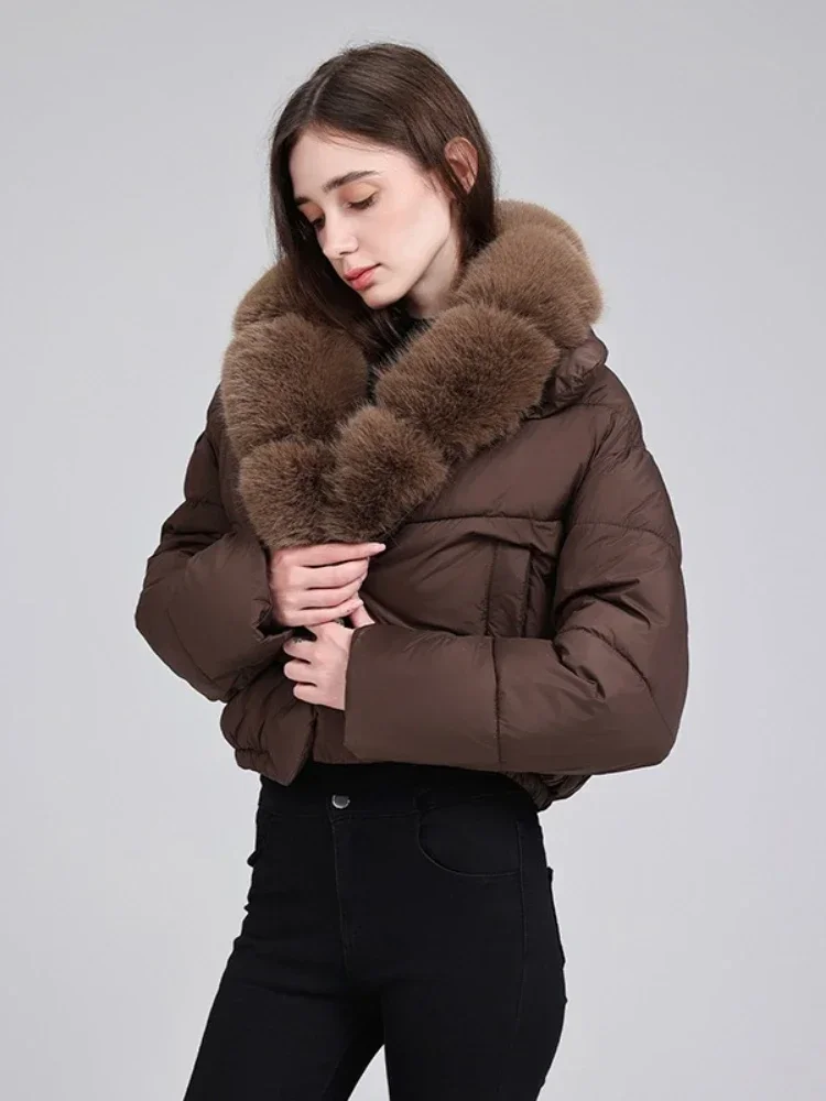 2026 Winter Women's Parkas With Large Faux Fur Collar Stylish Thick Warm Cold Resistant Cotton Padded Coat Casual Outerwear