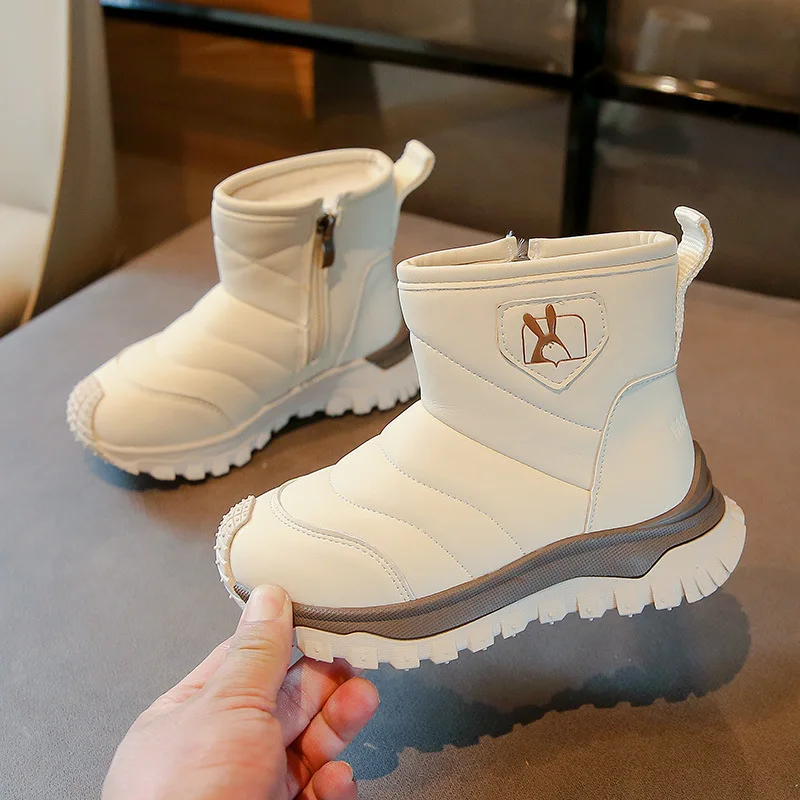 

2025 Winter Kids Platform Snow Boots, Korean Style Puffy Fleece-Lined Boots,Anti-Slip Warm Short Booties for Toddler Boys & Girl