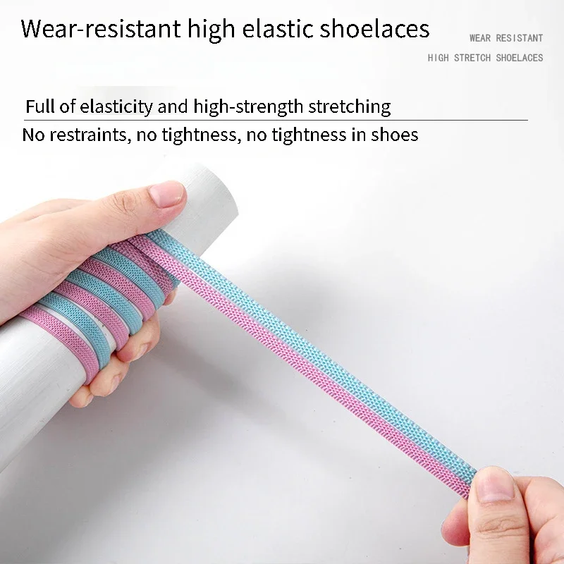 1Pair Elastic Flat Shoelaces Without Ties Kids Adult Lock No Tie Shoelace Laces Sneakers 6mm Width Rubber Bands Shoe Accessories image 4