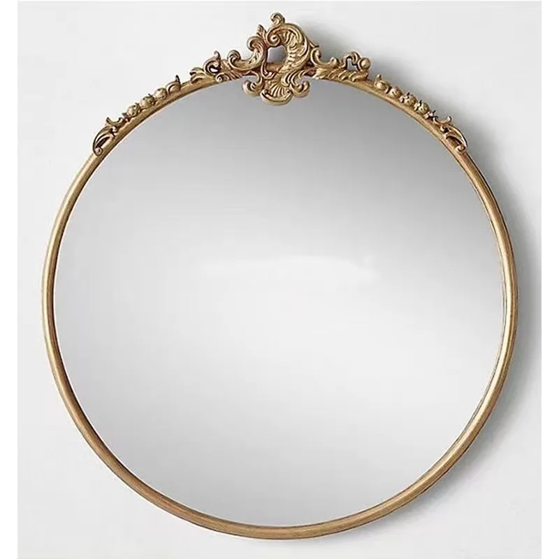 American retro round bathroom mirror European-style wall-hung porch living room cosmetic mirror Hotel luxury cosmetic mirror